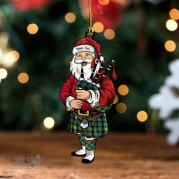 ScotsTee Shop Scottish Watson (Wate Watt) Ancient Clan Crest Tartan Ornament Santa Personalized