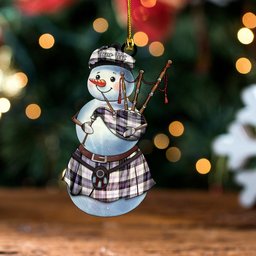 ScotsTee Shop Scottish Ross Dress Blue Weathered Tartan Ornament Snowman Bagpipe Personalized