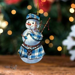 ScotsTee Shop Scottish Wallace Dress Blue (Wallas Dress Blue) Ancient Tartan Ornament Snowman Bagpipe Personalized