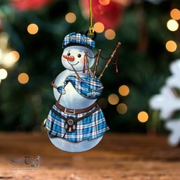 ScotsTee Shop Scottish Roberton Clan Crest Tartan Ornament Snowman Bagpipe Personalized