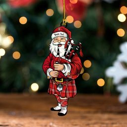 ScotsTee Shop Scottish Ramsay Angus & Mearns Modern Clan Crest Tartan Ornament Santa Personalized