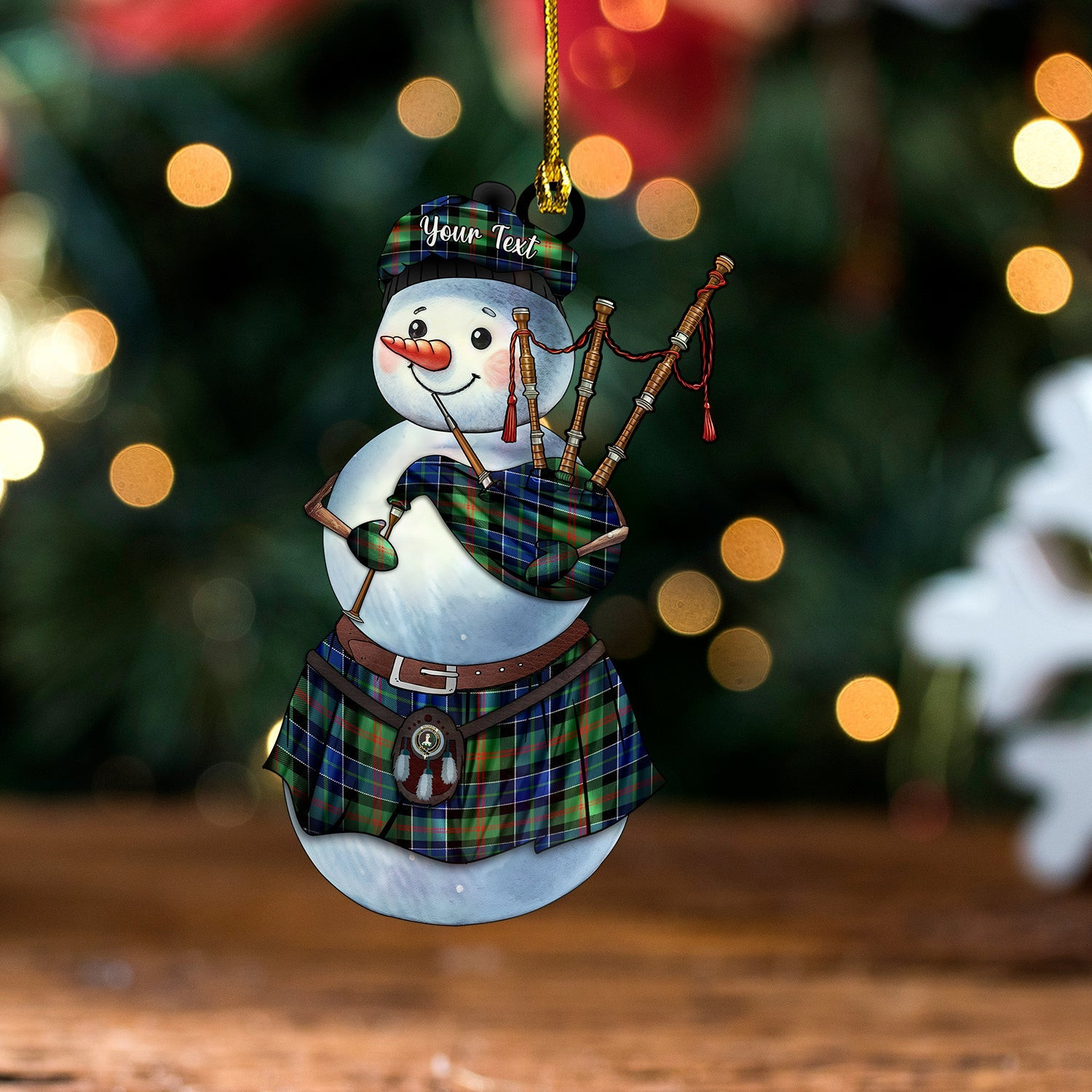 ScotsTee Shop Scottish Paterson Modern Clan Crest Tartan Ornament Snowman Bagpipe Personalized