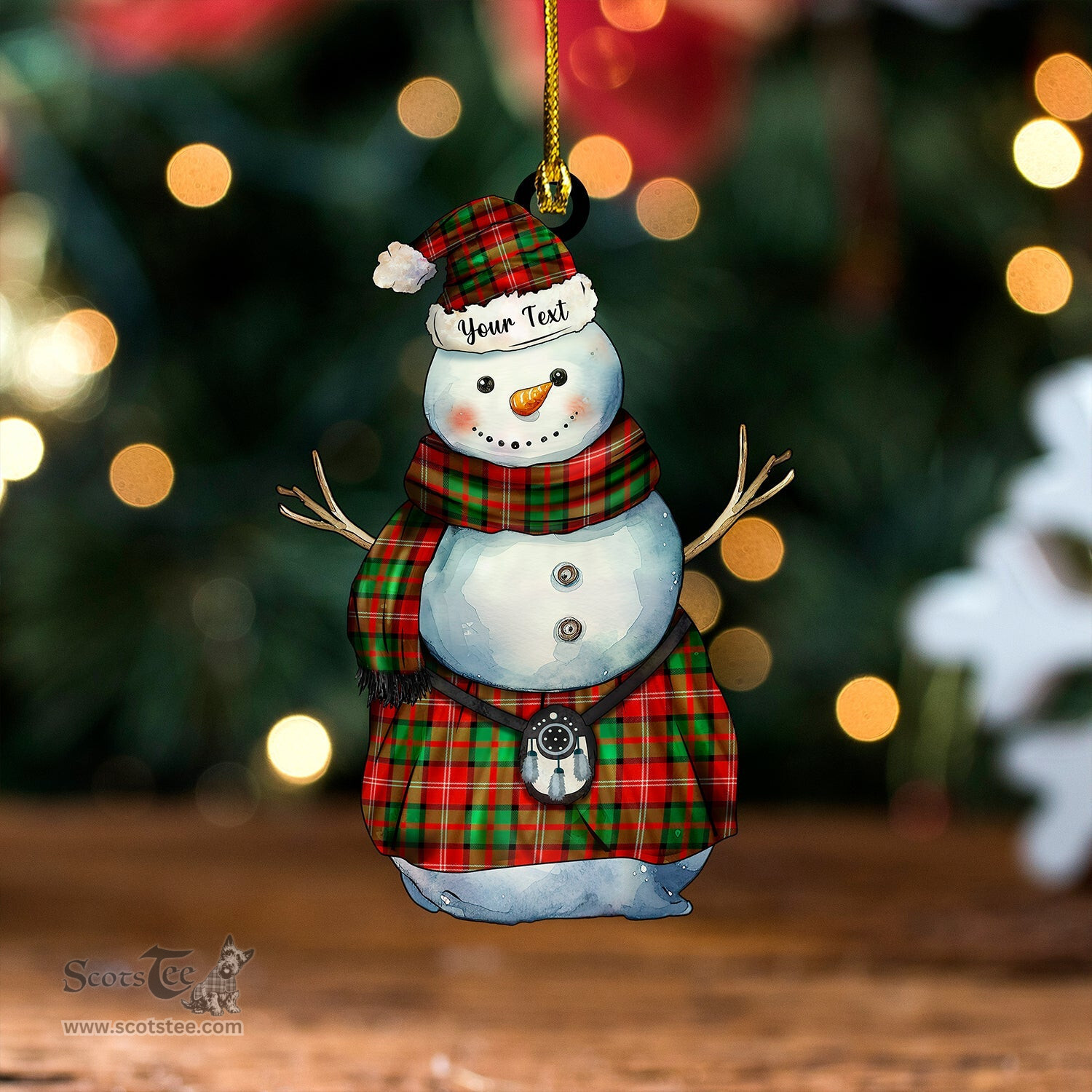 ScotsTee Shop Scottish Nisbet (Nisbit) Ancient Tartan Ornament Snowman Warrior Personalized