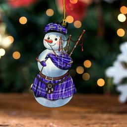 ScotsTee Shop Scottish Wallace High School (Wallas High School) Modern Tartan Ornament Snowman Bagpipe Personalized