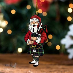ScotsTee Shop Scottish Watson (Wate Watt) Modern Clan Crest Tartan Ornament Santa Personalized