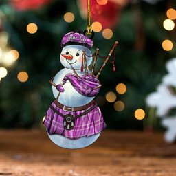 ScotsTee Shop Scottish Wallace High School (Wallas High School) Weathered Tartan Ornament Snowman Bagpipe Personalized