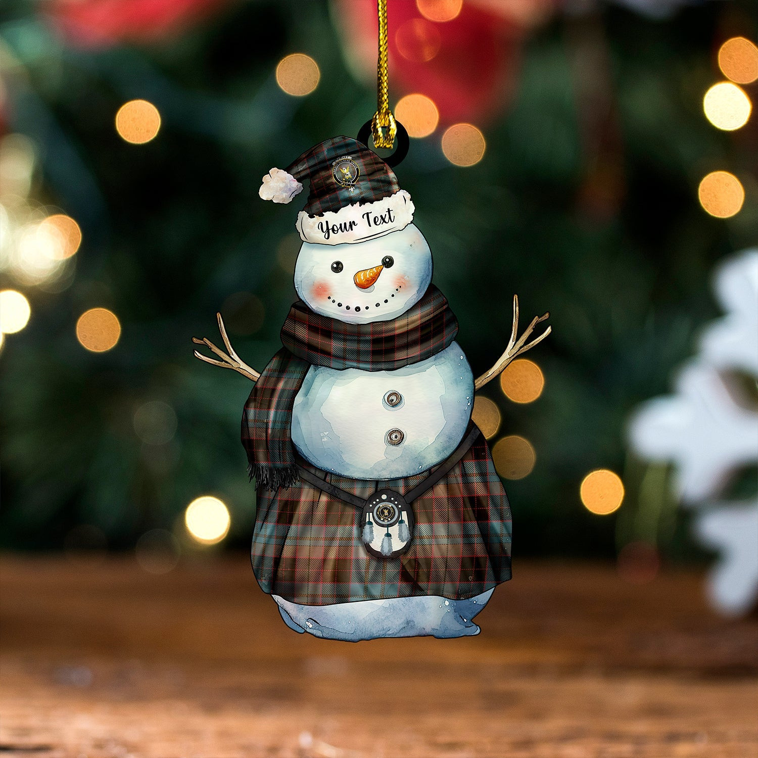 ScotsTee Shop Scottish Stewart Old Weathered Clan Crest Tartan Ornament Snowman Warrior Personalized