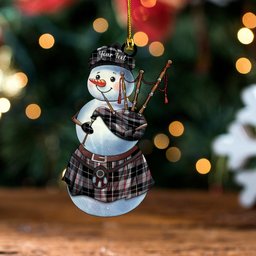 ScotsTee Shop Scottish Thomson Grey 2 (Thompson Grey 2) Modern Tartan Ornament Snowman Bagpipe Personalized