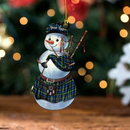 ScotsTee Shop Scottish Smith (MacGowan Hunting) Modern Clan Crest Tartan Ornament Snowman Bagpipe Personalized
