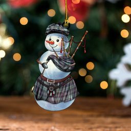 ScotsTee Shop Scottish Scott Hunting 2 Weathered Tartan Ornament Snowman Bagpipe Personalized