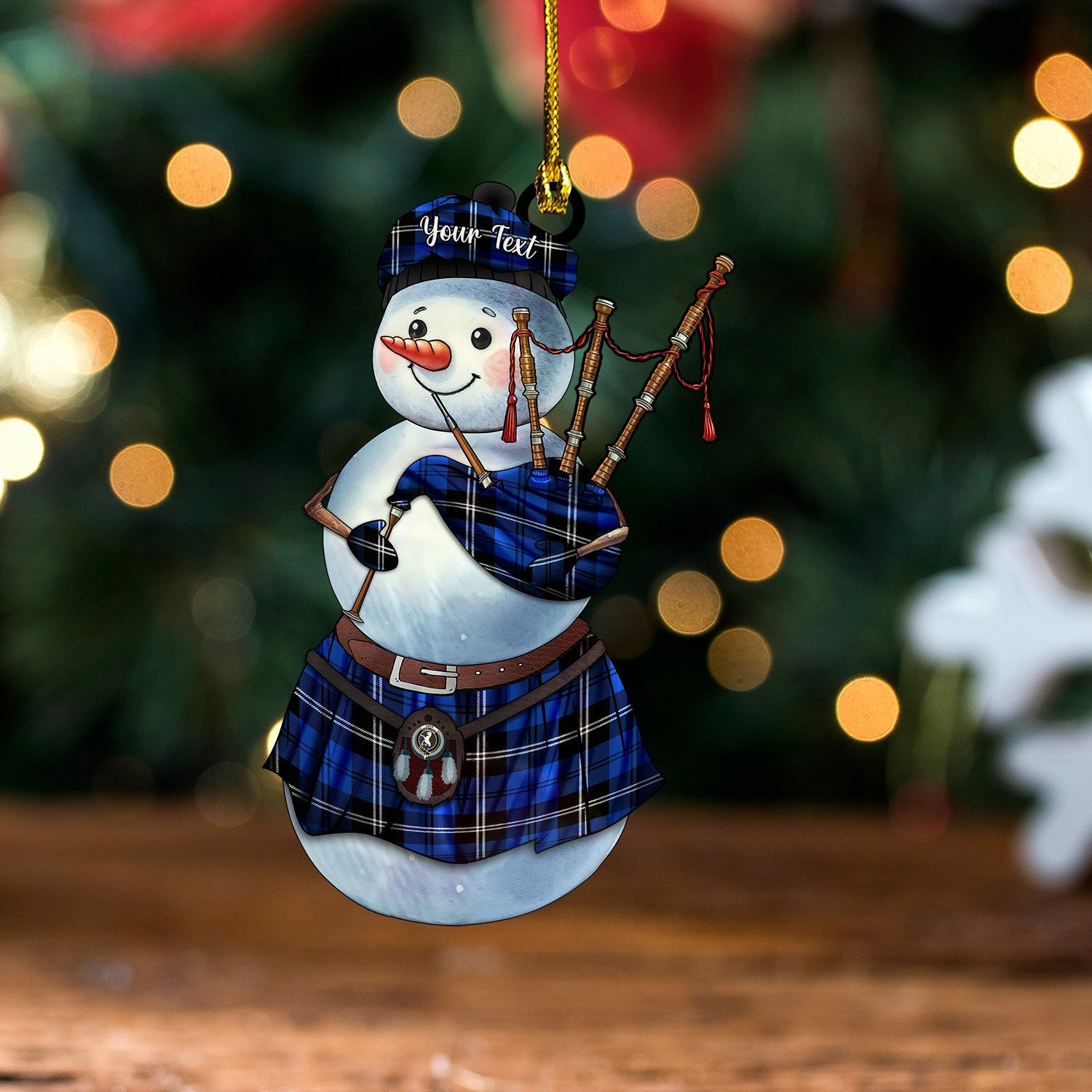 ScotsTee Shop Scottish Swan Modern Clan Crest Tartan Ornament Snowman Bagpipe Personalized
