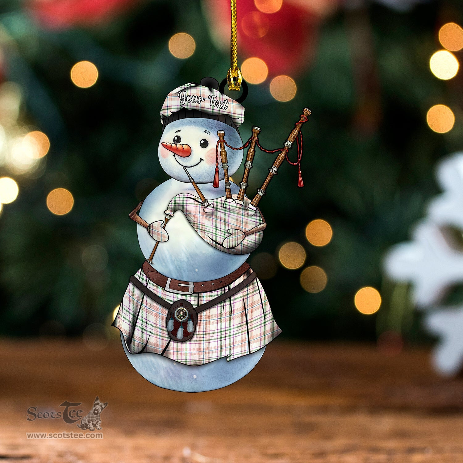 ScotsTee Shop Scottish Shaw Women's Dress Ancient Clan Crest Tartan Ornament Snowman Bagpipe Personalized