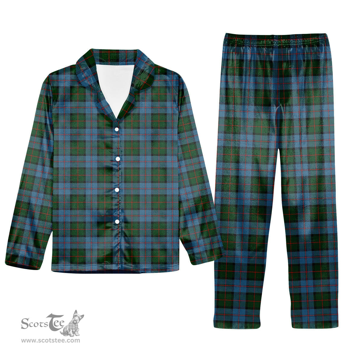 ScotsTee Shop Scottish Ayrton Tartan Pajama Satin Velvet Flannel Pajama Set