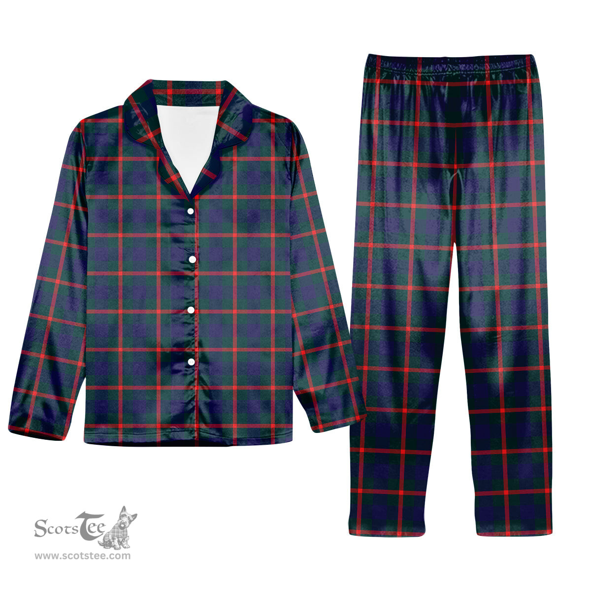 ScotsTee Shop Scottish Agnew Modern Tartan Pajama Satin Velvet Flannel Pajama Set