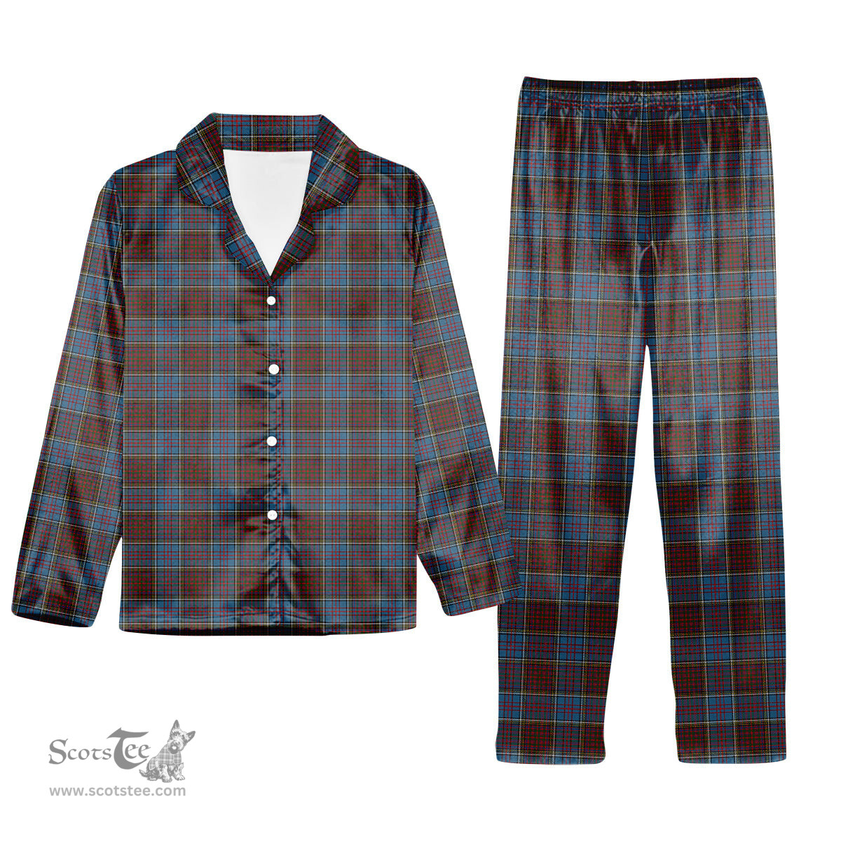 ScotsTee Shop Scottish Anderson Highland Society of London Tartan Pajama Satin Velvet Flannel Pajama Set