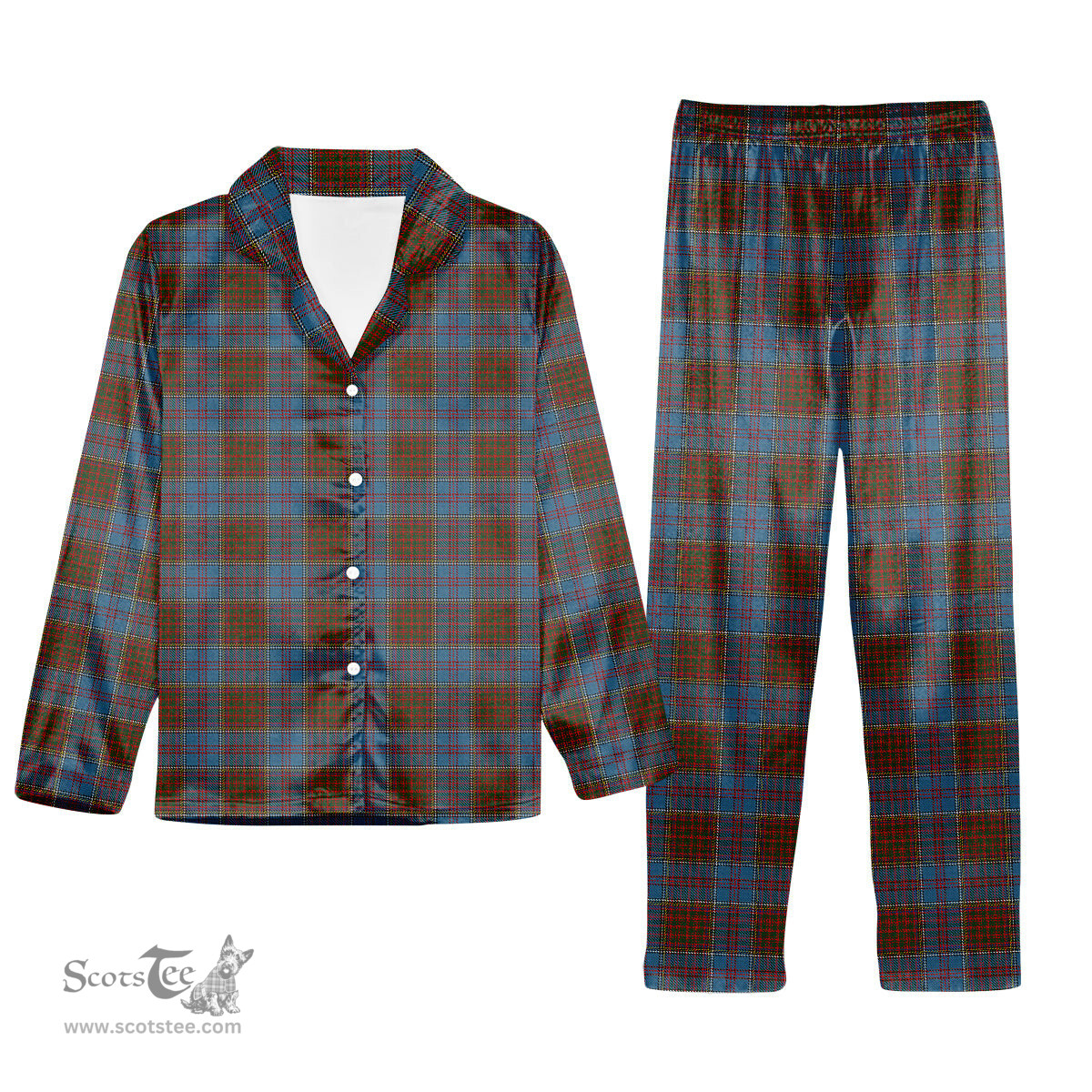 ScotsTee Shop Scottish Anderson MacGregor Hastie 4 Tartan Pajama Satin Velvet Flannel Pajama Set