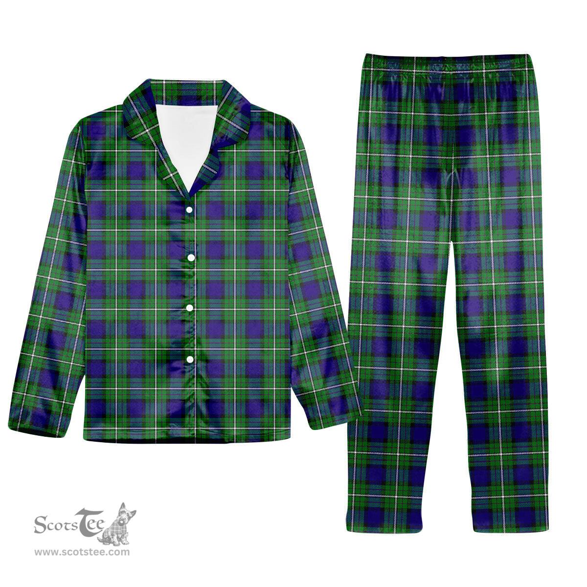 ScotsTee Shop Scottish Alexander Tartan Pajama Satin Velvet Flannel Pajama Set