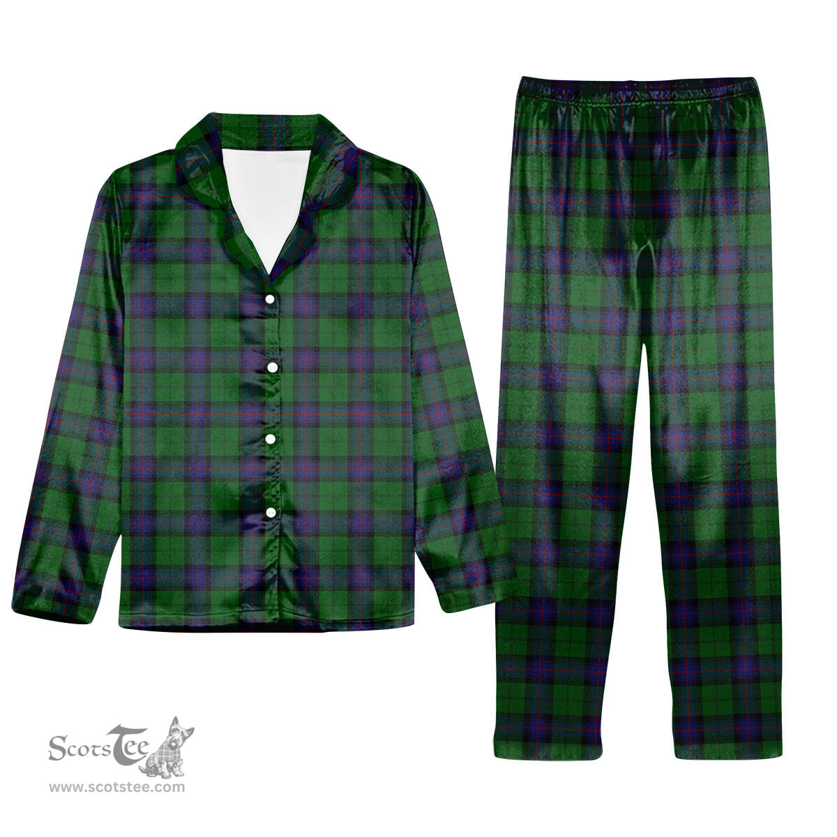 ScotsTee Shop Scottish Armstrong Tartan Pajama Satin Velvet Flannel Pajama Set