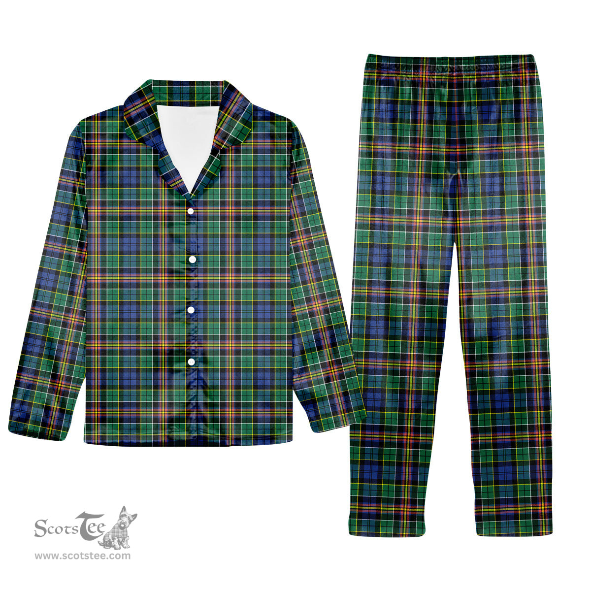 ScotsTee Shop Scottish Allison SC Tartan Pajama Satin Velvet Flannel Pajama Set