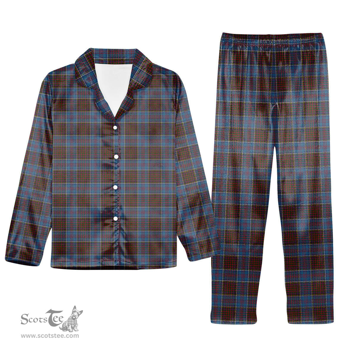 ScotsTee Shop Scottish Anderson STS Tartan Pajama Satin Velvet Flannel Pajama Set