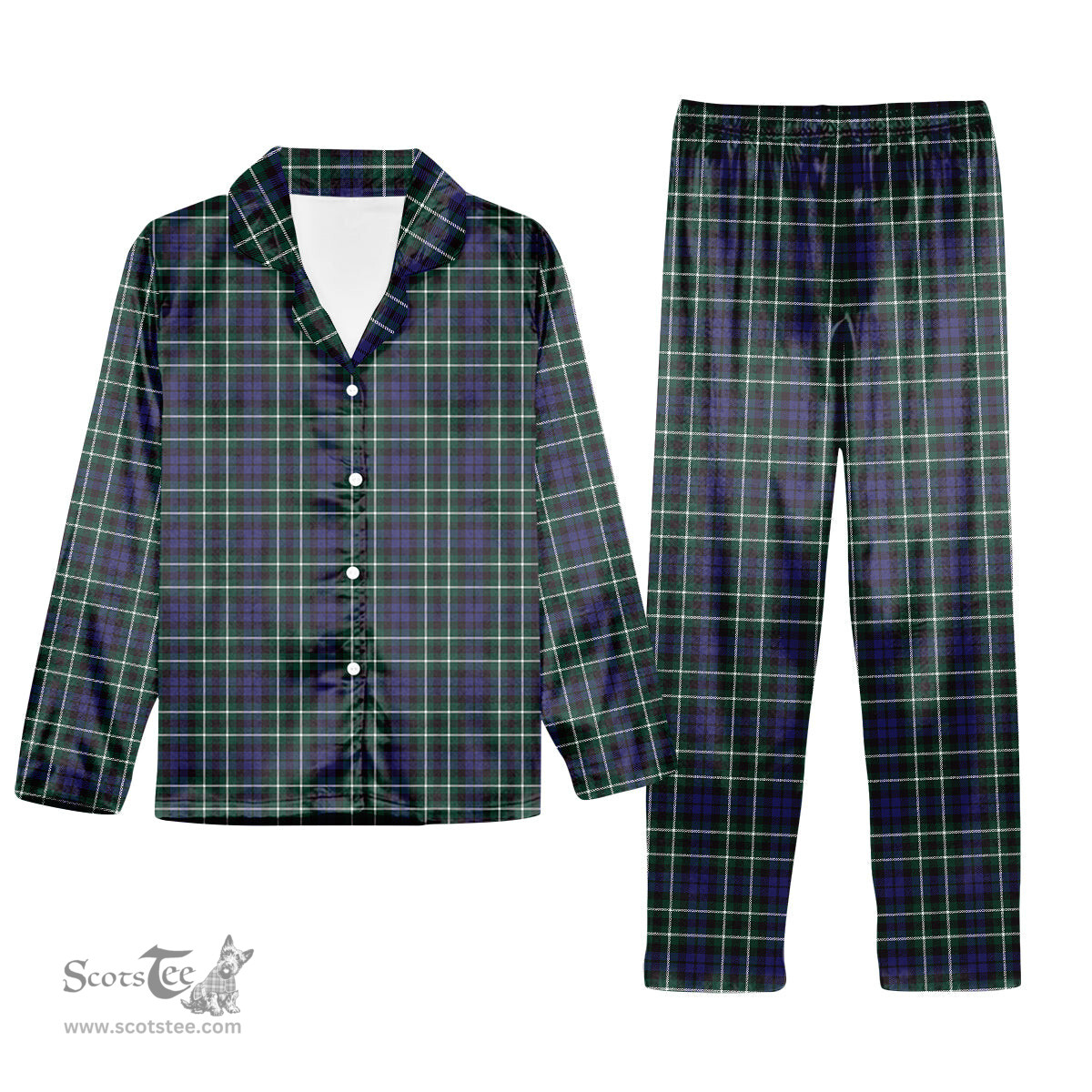 ScotsTee Shop Scottish Allardice Tartan Pajama Satin Velvet Flannel Pajama Set