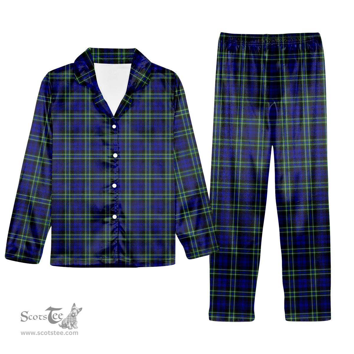 ScotsTee Shop Scottish Arbuthnot Modern Tartan Pajama Satin Velvet Flannel Pajama Set
