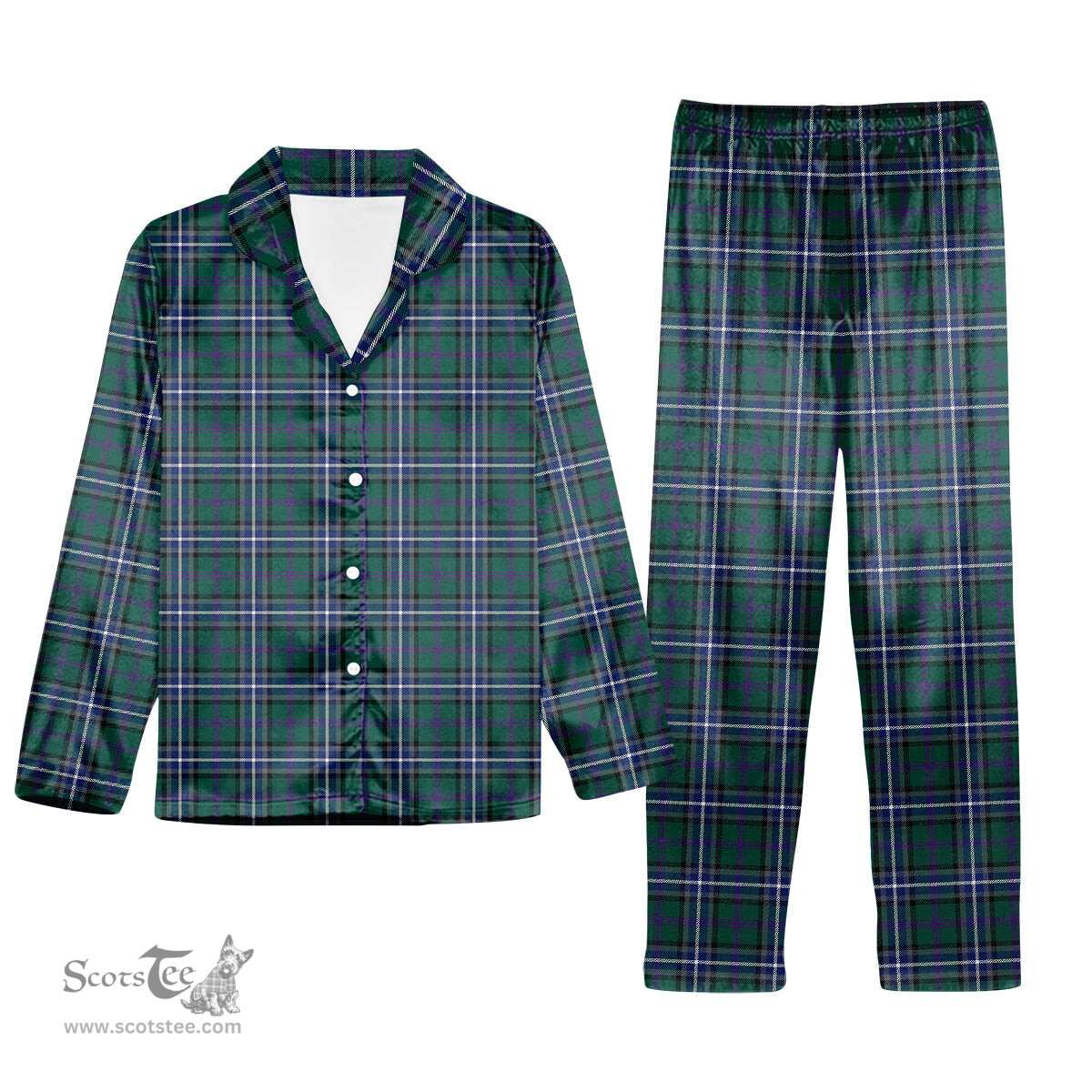 ScotsTee Shop Scottish Alexander of Menstry Hunting Modern Tartan Pajama Satin Velvet Flannel Pajama Set