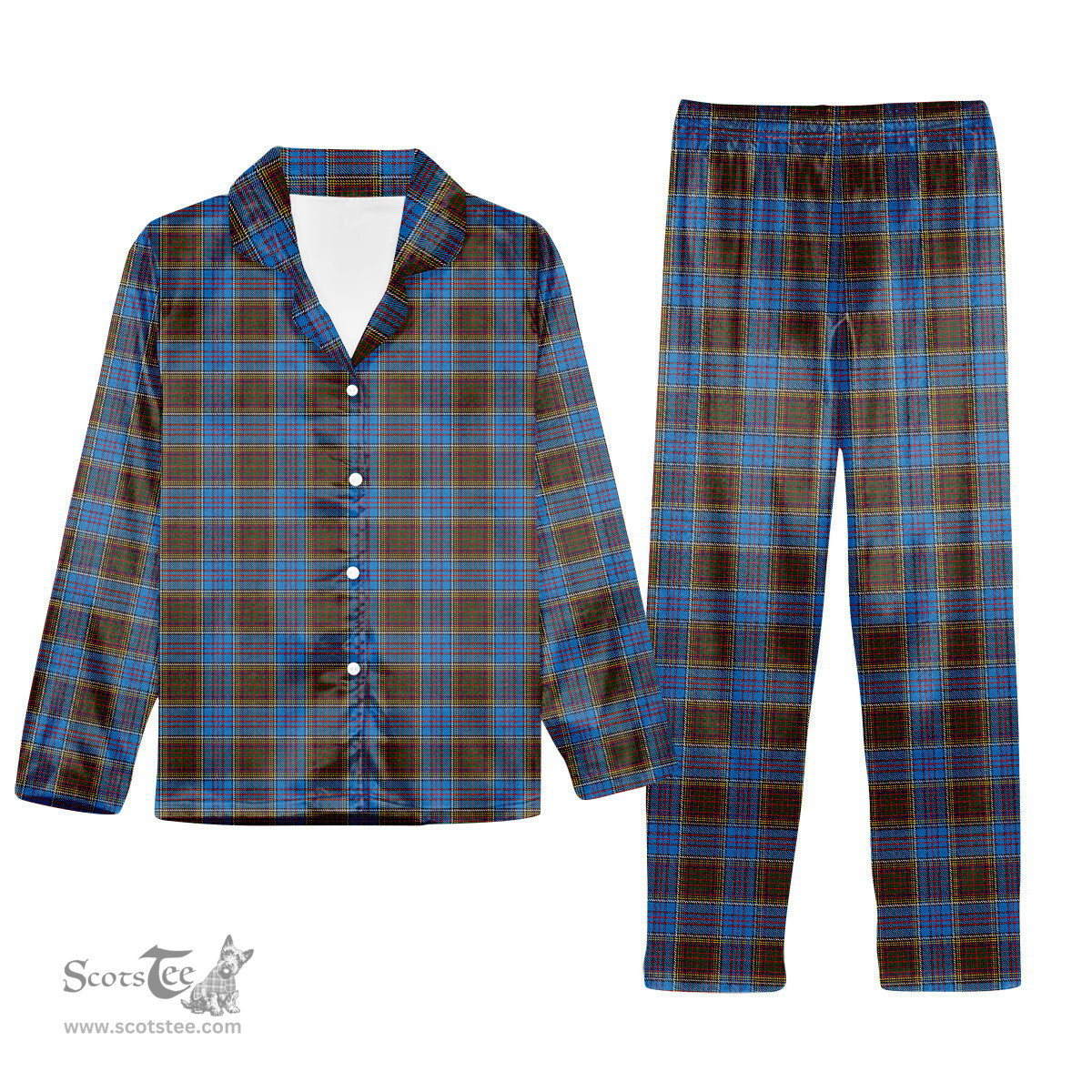 ScotsTee Shop Scottish Anderson Coulson Bonner 2 Tartan Pajama Satin Velvet Flannel Pajama Set