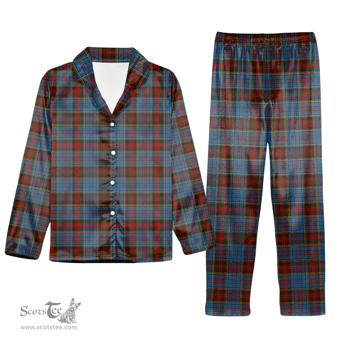 ScotsTee Shop Scottish Anderson MacGregor Hastie 1 Tartan Pajama Satin Velvet Flannel Pajama Set