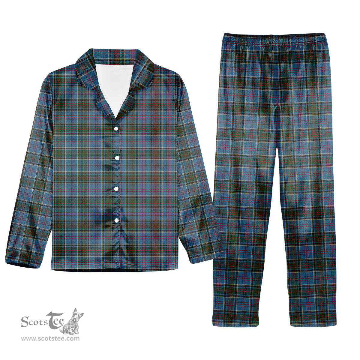 ScotsTee Shop Scottish Anderson Old Makinlay Tartan Pajama Satin Velvet Flannel Pajama Set