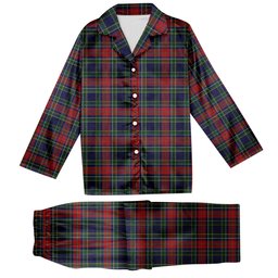 ScotsTee Shop Scottish Allison Red Tartan Pajama Satin Velvet Flannel Pajama Set