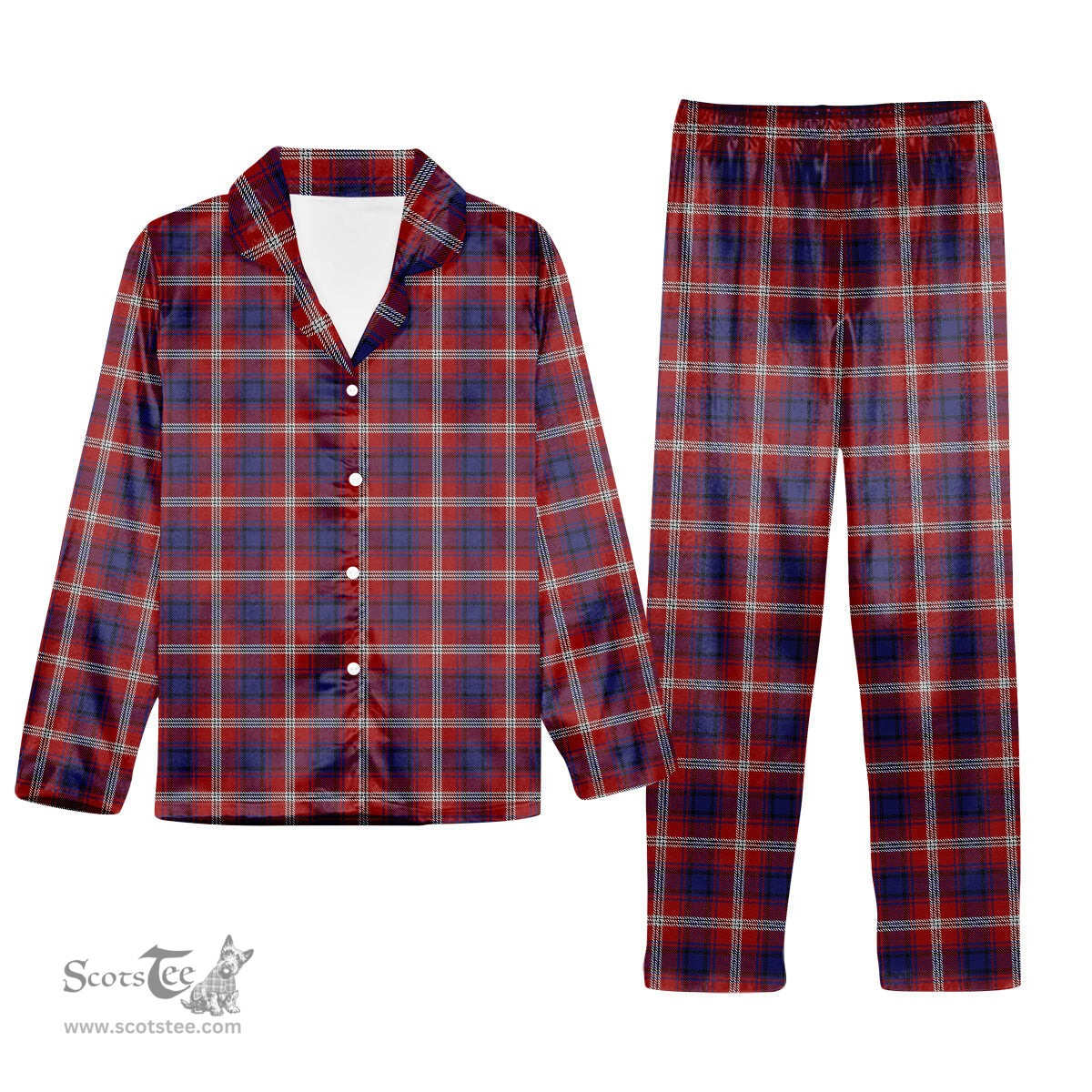 ScotsTee Shop Scottish Ainslie Tartan Pajama Satin Velvet Flannel Pajama Set
