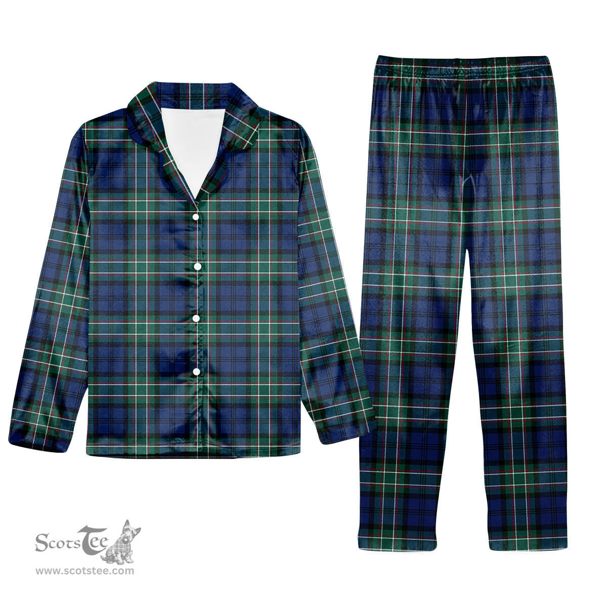 ScotsTee Shop Scottish Allan Tartan Pajama Satin Velvet Flannel Pajama Set