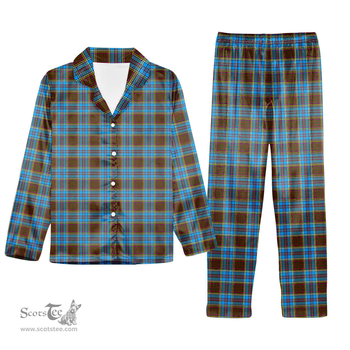 ScotsTee Shop Scottish Anderson SC Tartan Pajama Satin Velvet Flannel Pajama Set