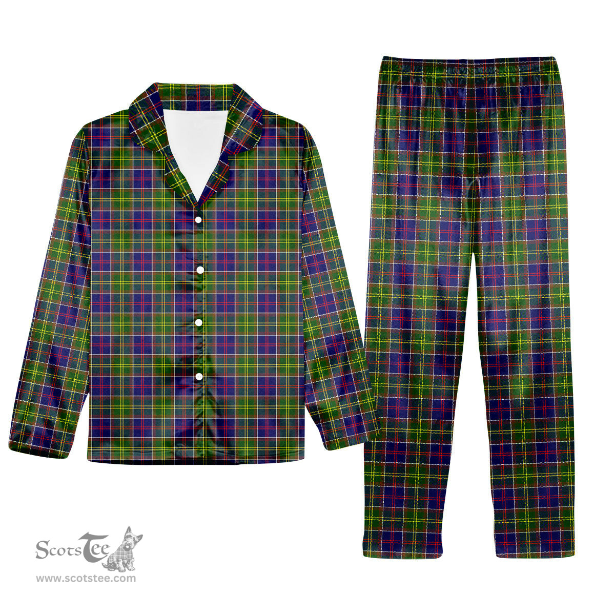 ScotsTee Shop Scottish Ayrshire Tartan Pajama Satin Velvet Flannel Pajama Set