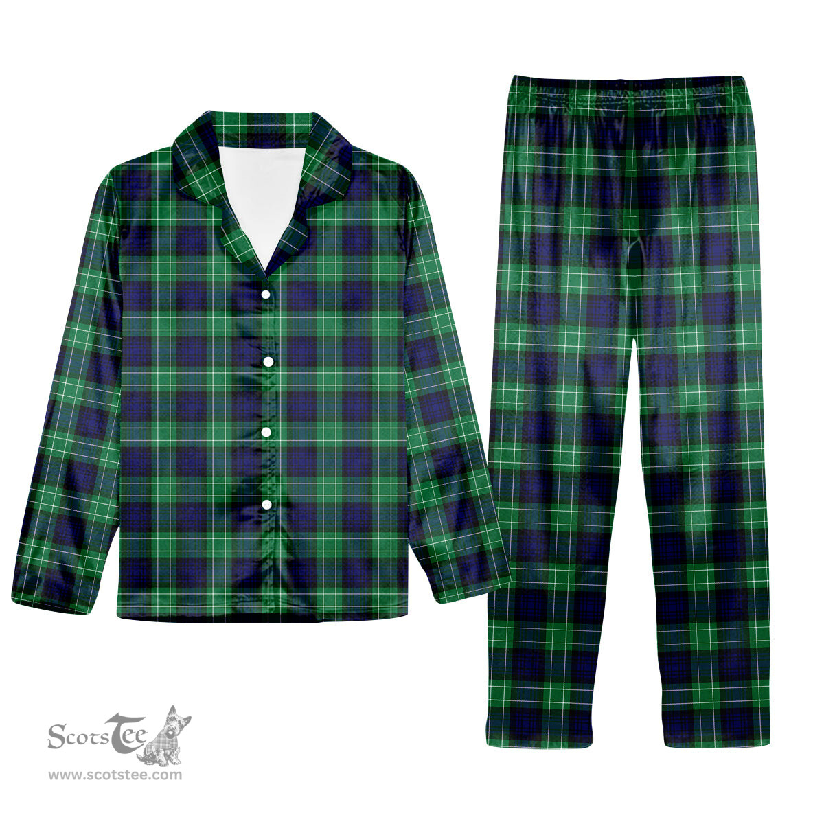 ScotsTee Shop Scottish Abercrombie SC Tartan Pajama Satin Velvet Flannel Pajama Set