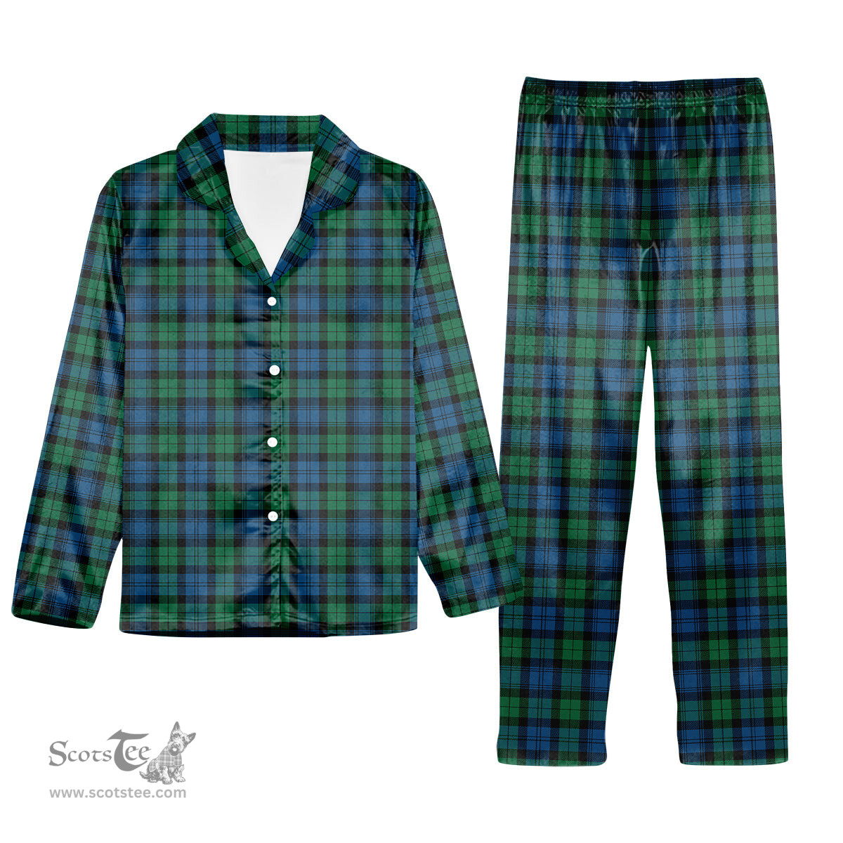 ScotsTee Shop Scottish Black Watch Ancient Tartan Pajama Satin Velvet Flannel Pajama Set