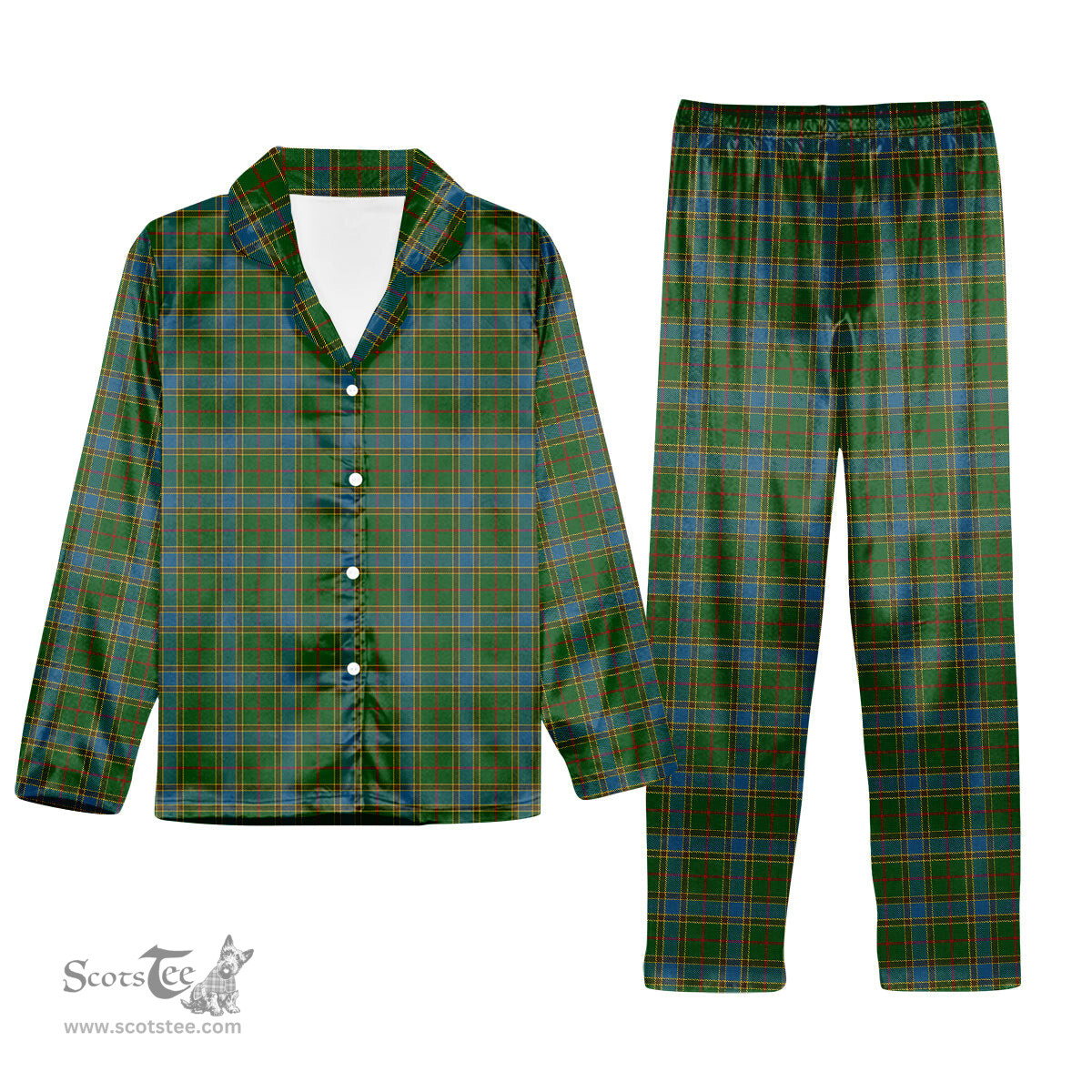 ScotsTee Shop Scottish Balfour Hunting Tartan Pajama Satin Velvet Flannel Pajama Set