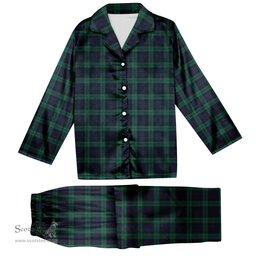 ScotsTee Shop Scottish Black Watch Modern Clan Tartan Pajama Satin Velvet Flannel Pajama Set