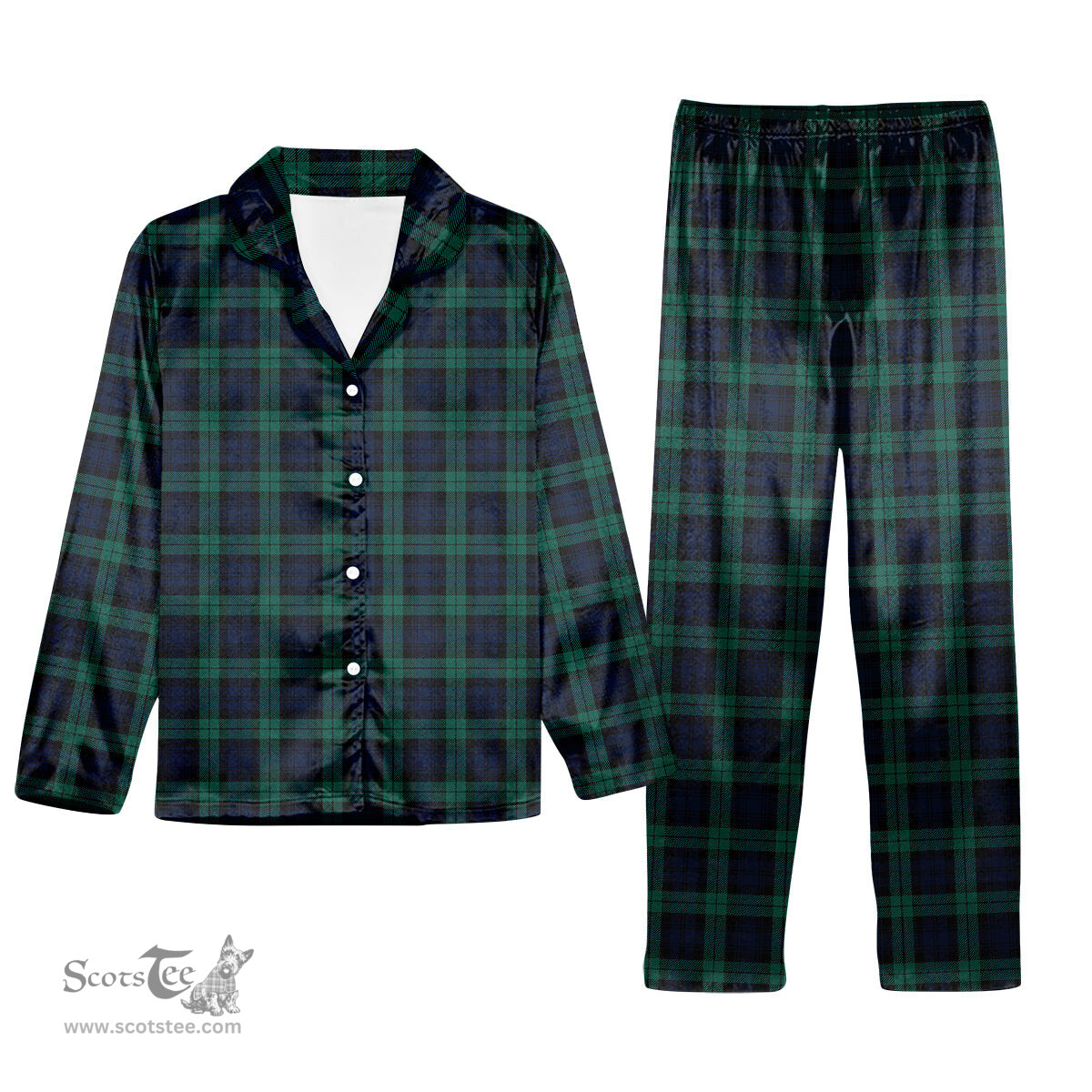 ScotsTee Shop Scottish Black Watch Modern Clan Tartan Pajama Satin Velvet Flannel Pajama Set