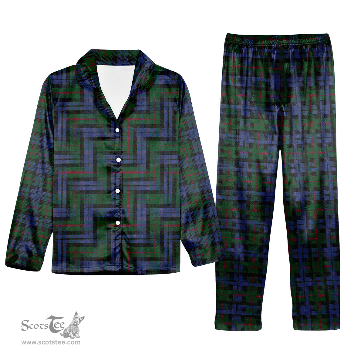 ScotsTee Shop Scottish Baird Tartan Pajama Satin Velvet Flannel Pajama Set