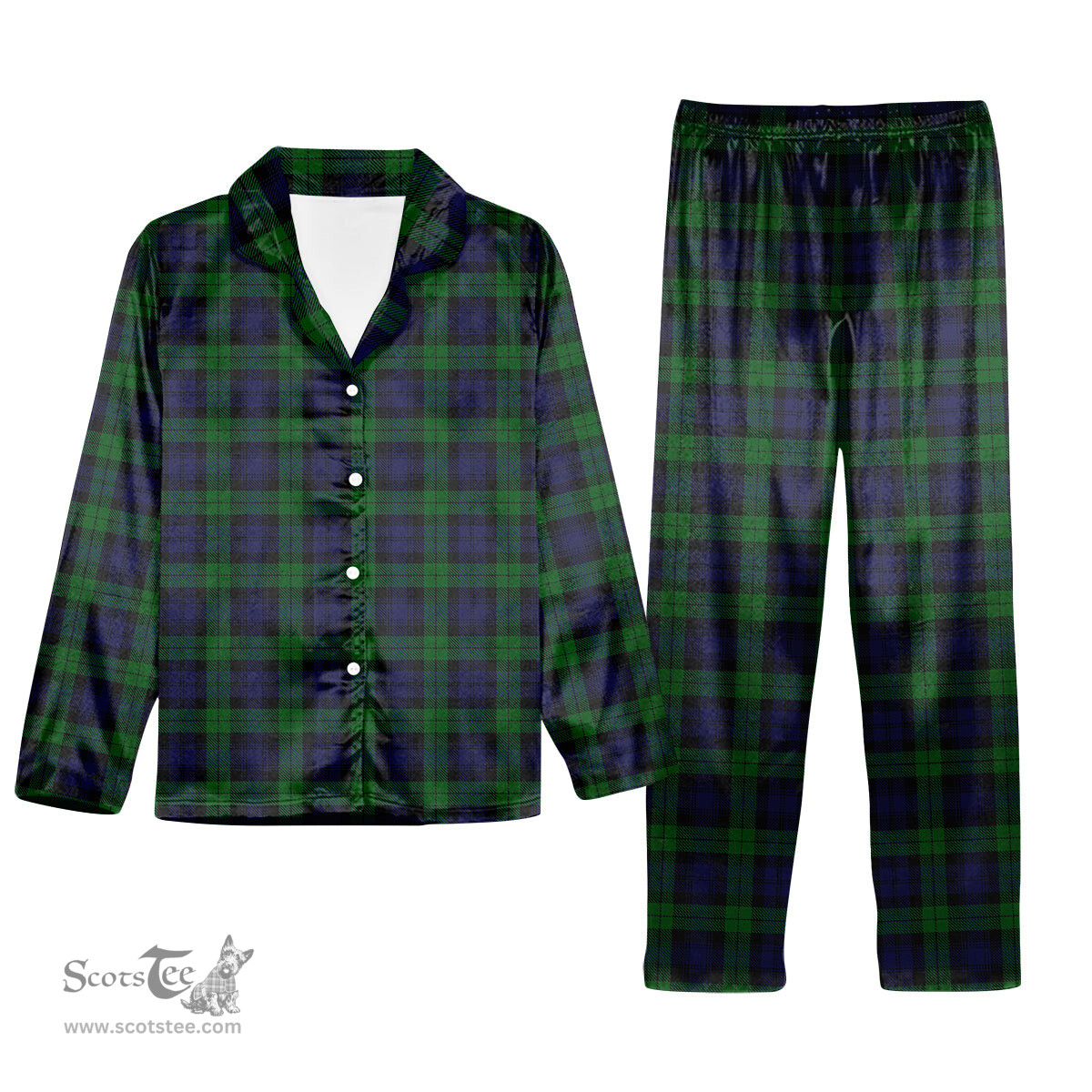 ScotsTee Shop Scottish Black Watch Tartan Pajama Satin Velvet Flannel Pajama Set