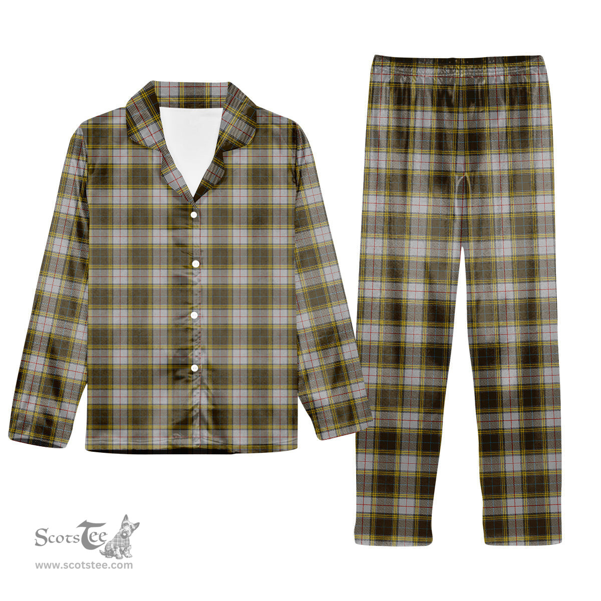ScotsTee Shop Scottish Buchanan Dress Tartan Pajama Satin Velvet Flannel Pajama Set