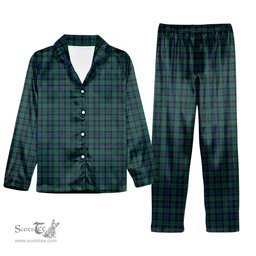 ScotsTee Shop Scottish Black Watch #3 Modern Tartan Pajama Satin Velvet Flannel Pajama Set