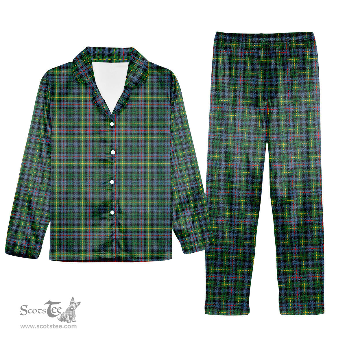ScotsTee Shop Scottish Baillie of Lamington Modern Clan Tartan Pajama Satin Velvet Flannel Pajama Set