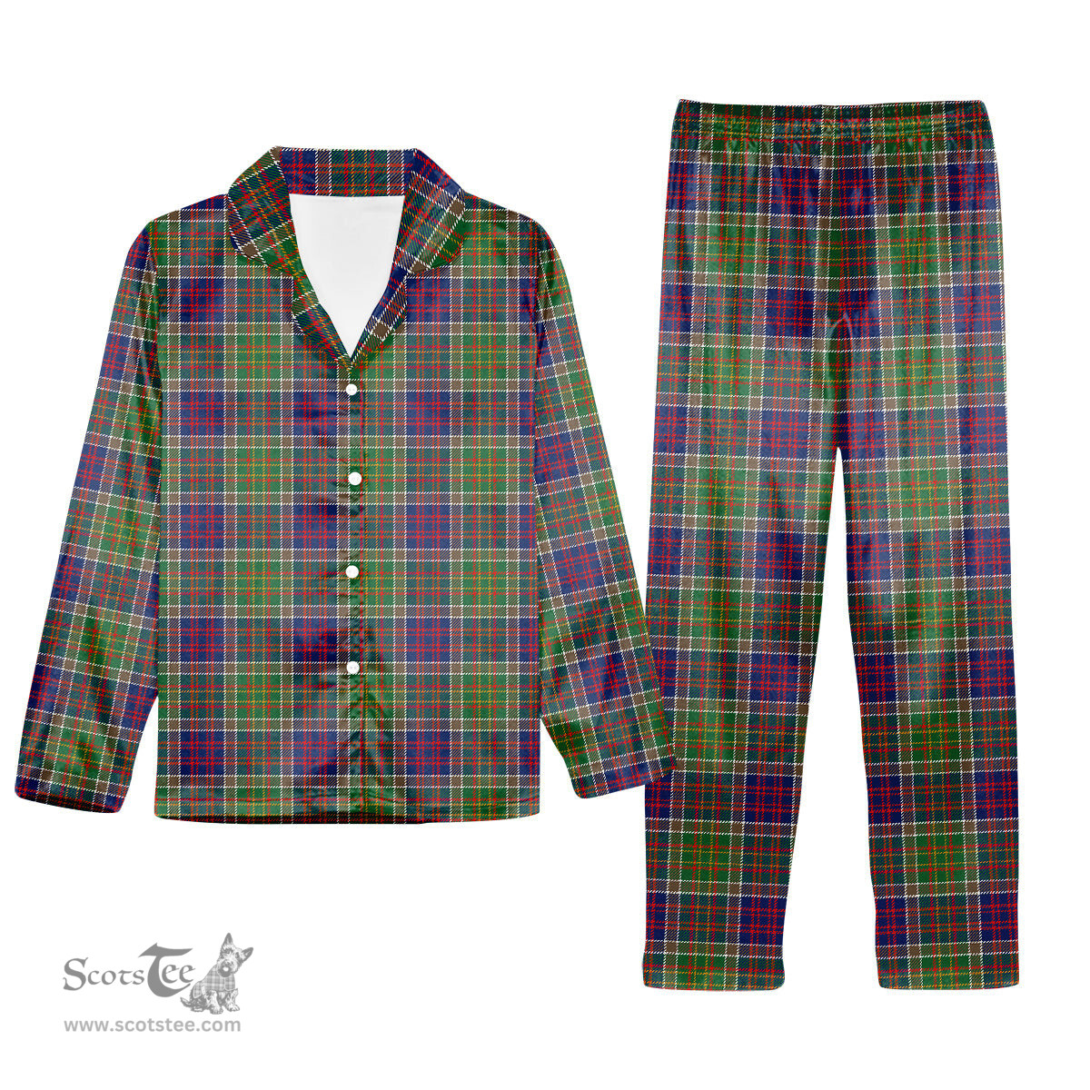 ScotsTee Shop Scottish Bowie Modern Tartan Pajama Satin Velvet Flannel Pajama Set