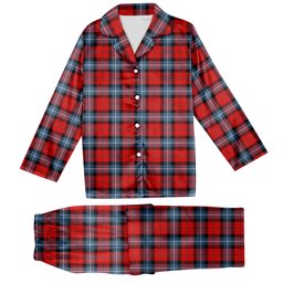 ScotsTee Shop Scottish Baillie of Polkemmet Red Modern Tartan Pajama Satin Velvet Flannel Pajama Set