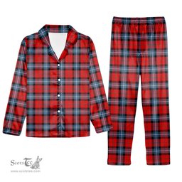 ScotsTee Shop Scottish Baillie of Polkemmet Red Modern Tartan Pajama Satin Velvet Flannel Pajama Set