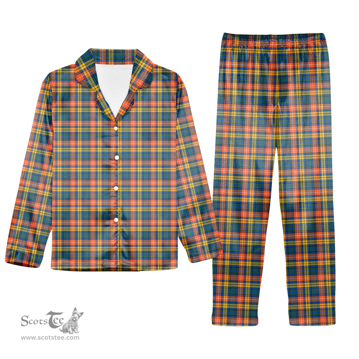 ScotsTee Shop Scottish Buchanan Ancient Tartan Pajama Satin Velvet Flannel Pajama Set
