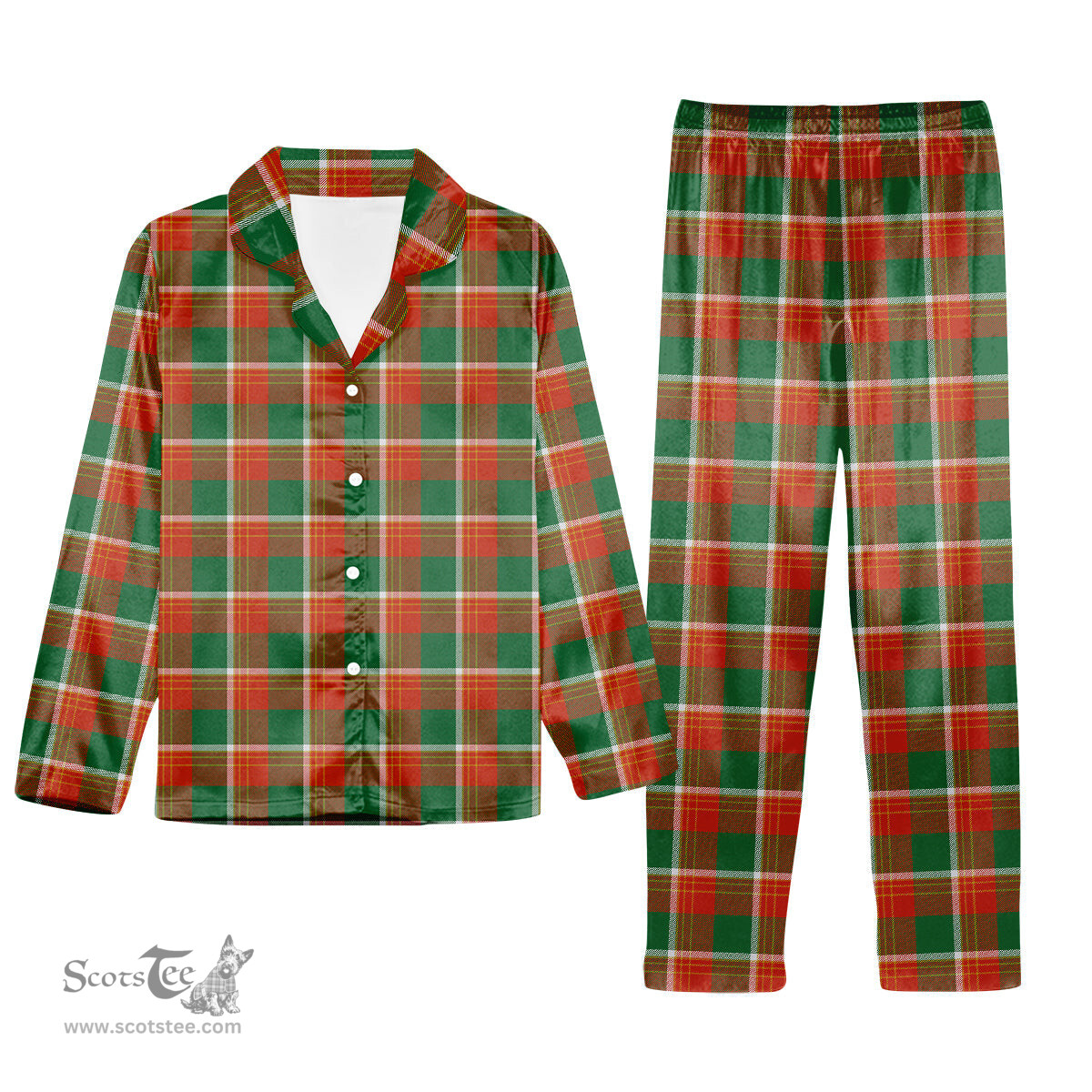 ScotsTee Shop Scottish Brisbane Ancient Tartan Pajama Satin Velvet Flannel Pajama Set